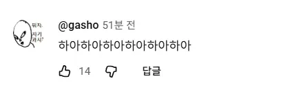 백종원 유튜브 댓글 섹션, @gasho 사용자의 반복 댓글 스크린샷