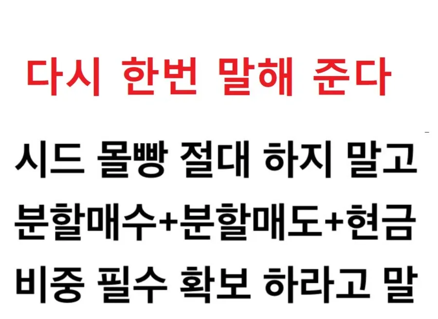 투자 조언: 시드 몰빵 금지, 분할매수/매도와 현금 비중 확보 필수