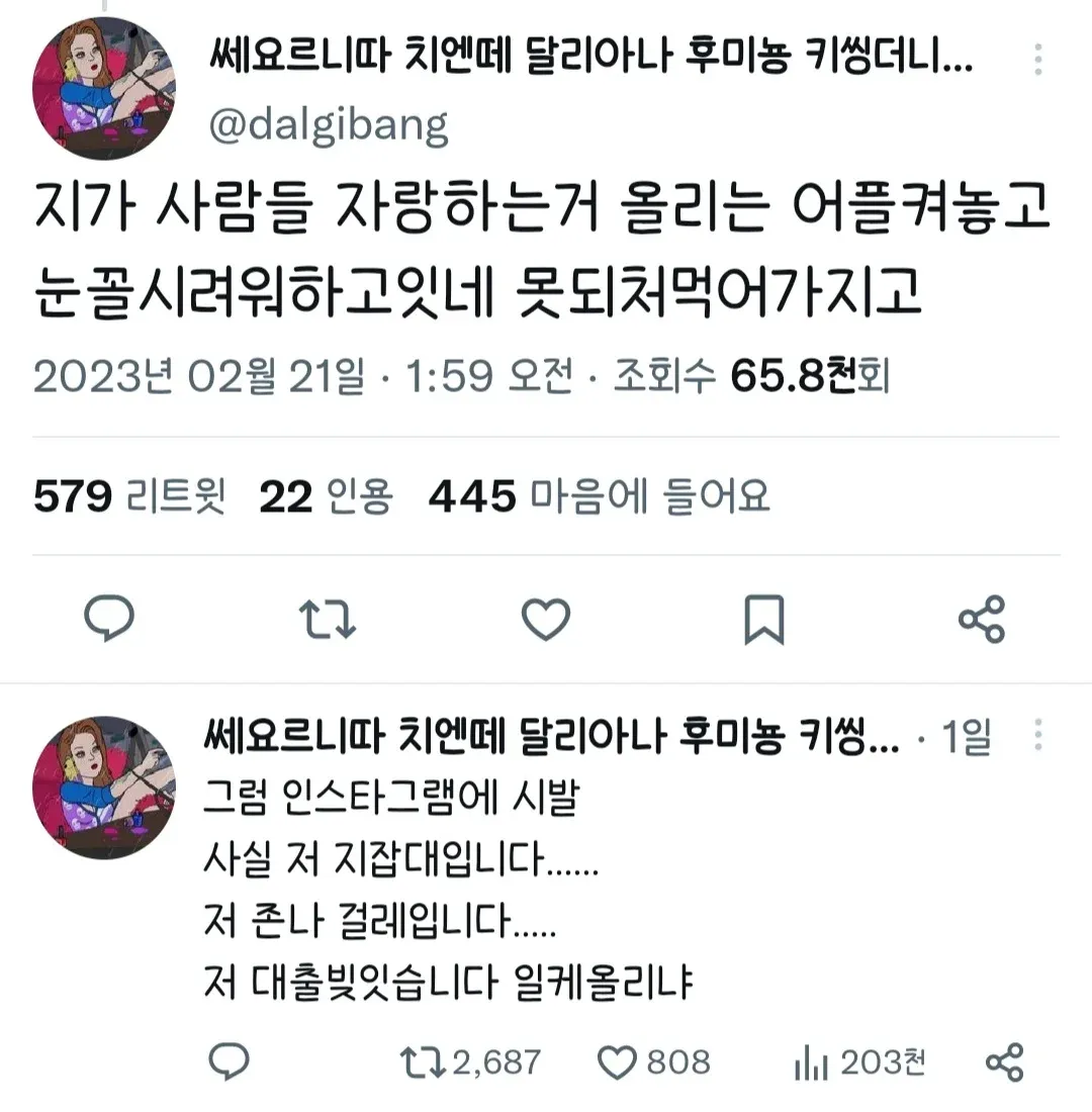 과시 문화를 비판하는 SNS 댓글 스크린샷
