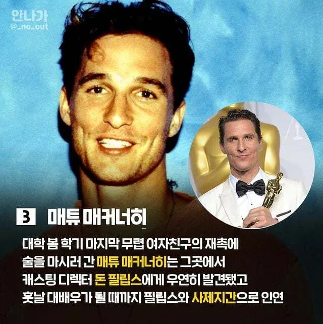 길거리 캐스팅으로 발견된 배우 매튼 매커내이의 할리우드 성공 스토리