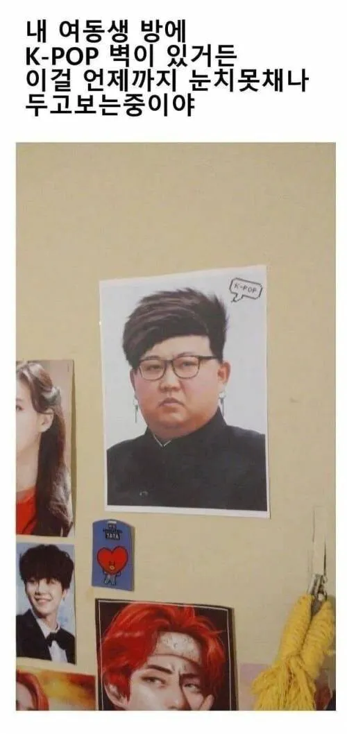 여동생 방에 몰래 설치한 K-POP 별 포스터