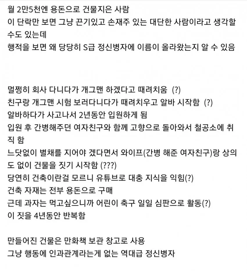 용돈아빠의 광인: 월 2만5천엔으로 건물 짓는 남자