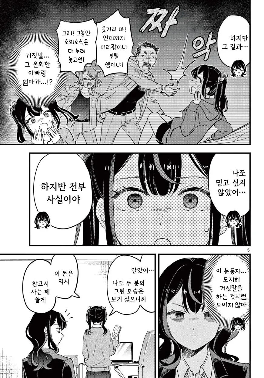 돈을 들고 의심스러워하는 메스가키