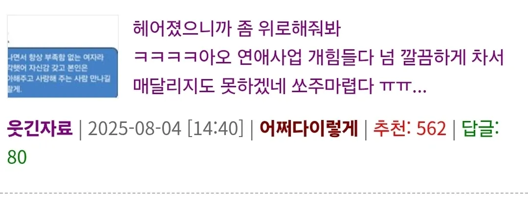 온라인 커뮤니티 댓글 스크린샷