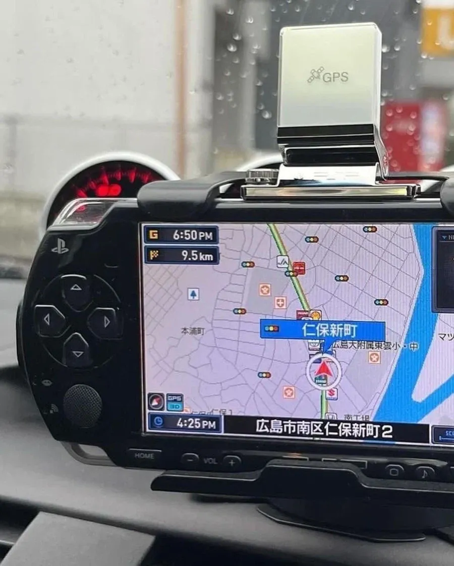PSP 포켓 GPS로 본 히로시마시 남구 니보신마치 위치 표시 화면