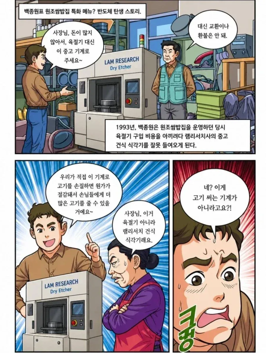아버지와 아이가 반도체가 사용되는 전자제품에 대해 대화하는 장면