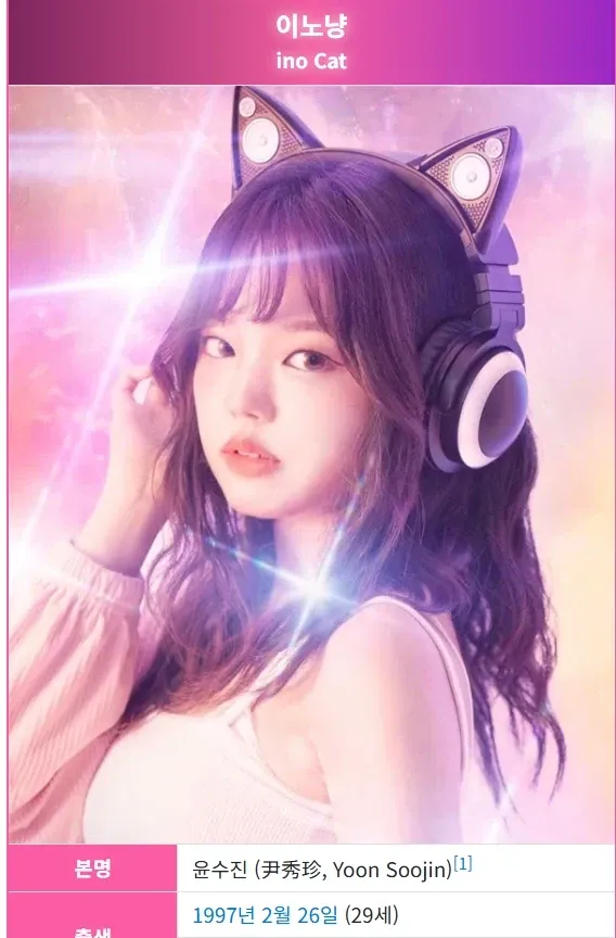 고양이 이모티콘과 윤수진(1997.2.26, 29세) 프로필 정보