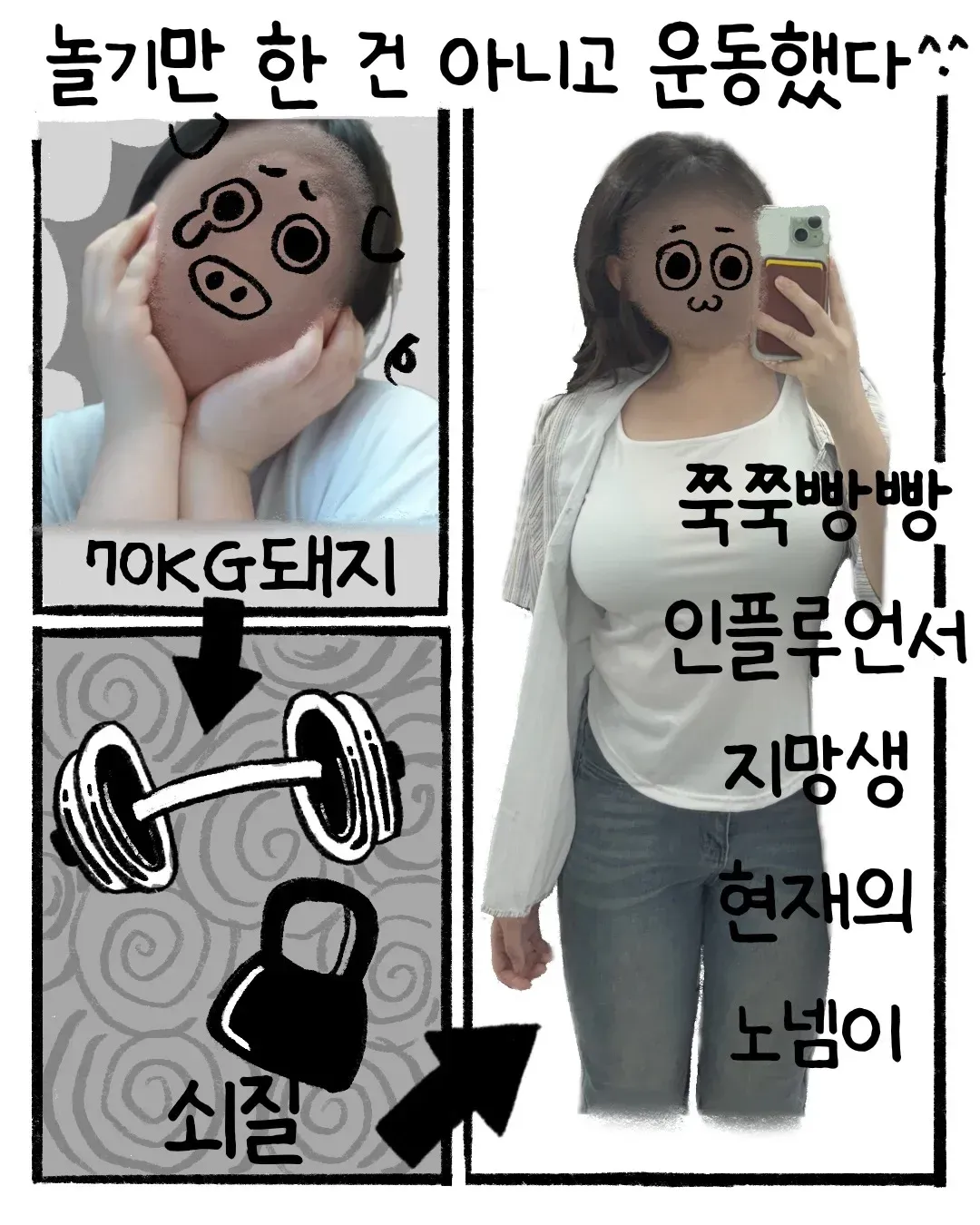 운동으로 10kg 감량한 인플루언서 지망생의 신체 변화