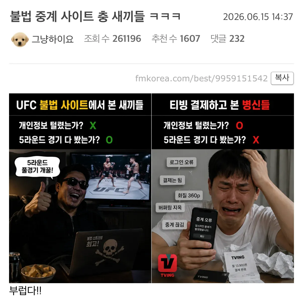 불법 중계와 유료 스트리밍 서비스에 대한 소셜 미디어 댓글