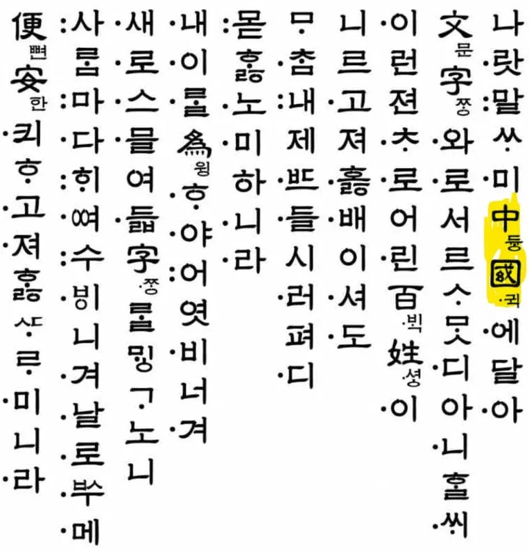 중국이 한글소유권을 주장하지 못한 이유를 설명하는 다이어그램