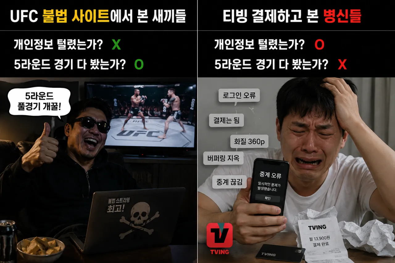불법 UFC 사이트 vs 티빙 장단점 비교 메밈