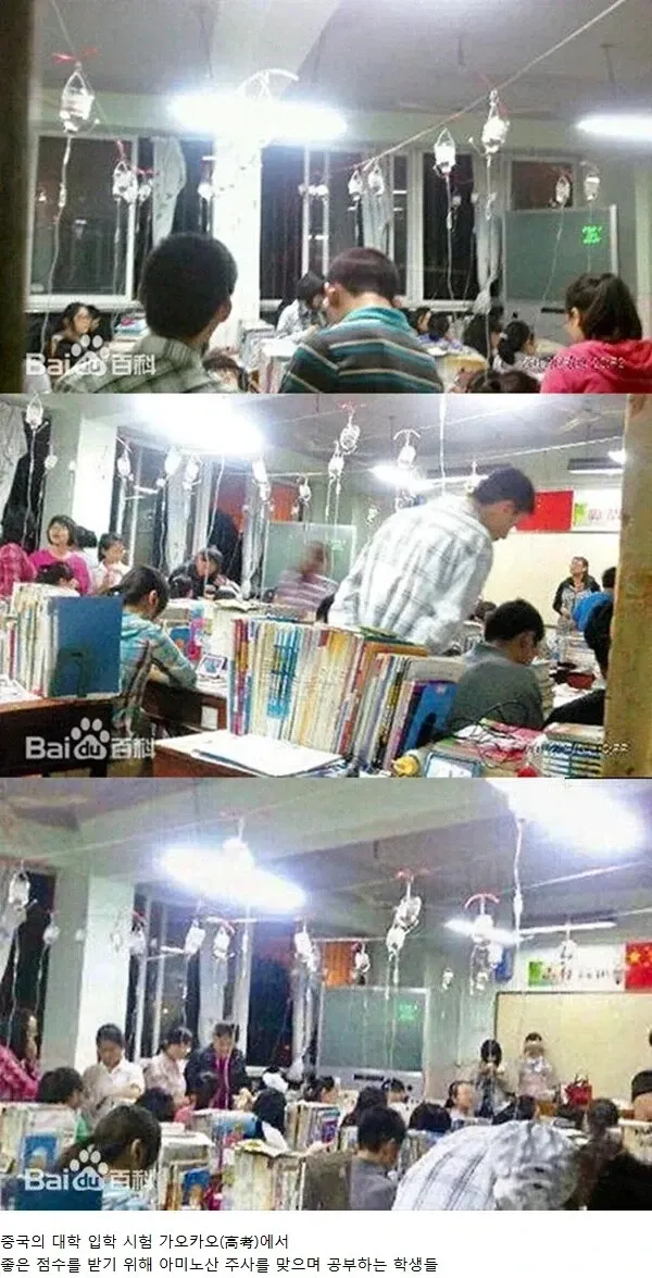중국 가오카오 입시 준비로 열심히 공부하는 학생들