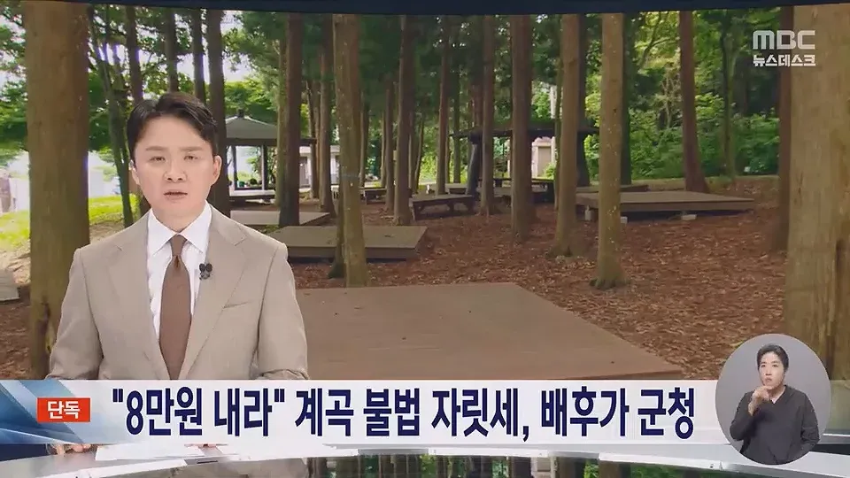 계곡에 설치된 불법 자릿세 요구 현장 사진