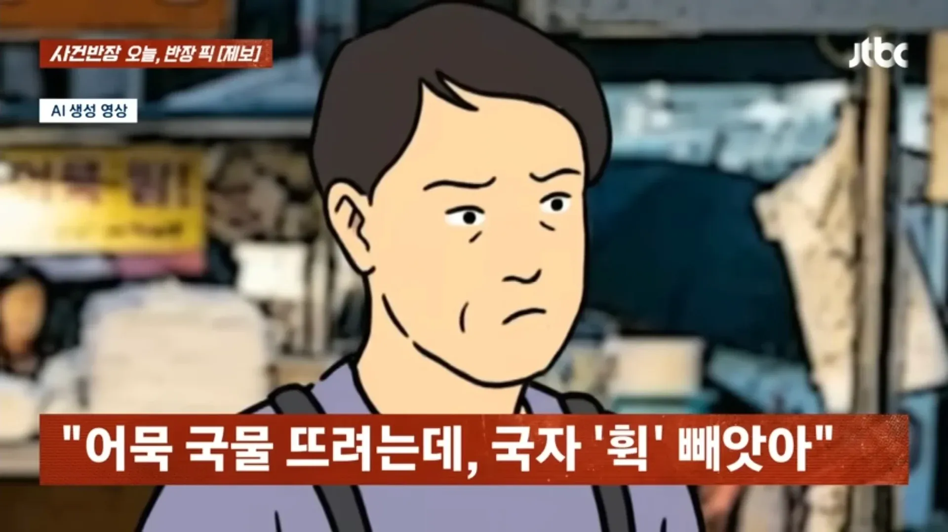 어묵 국물을 뜨려다 국자를 빼앗긴 손님