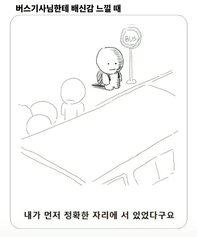 버스기사가 먼저 서 있던 승객을 지나치는 상황을 표현한 밈