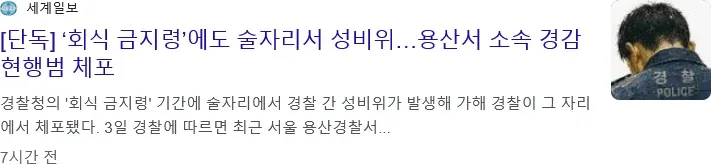 경찰 회식 금지령 중 성비위로 현행범 체포된 용산경찰서 경감