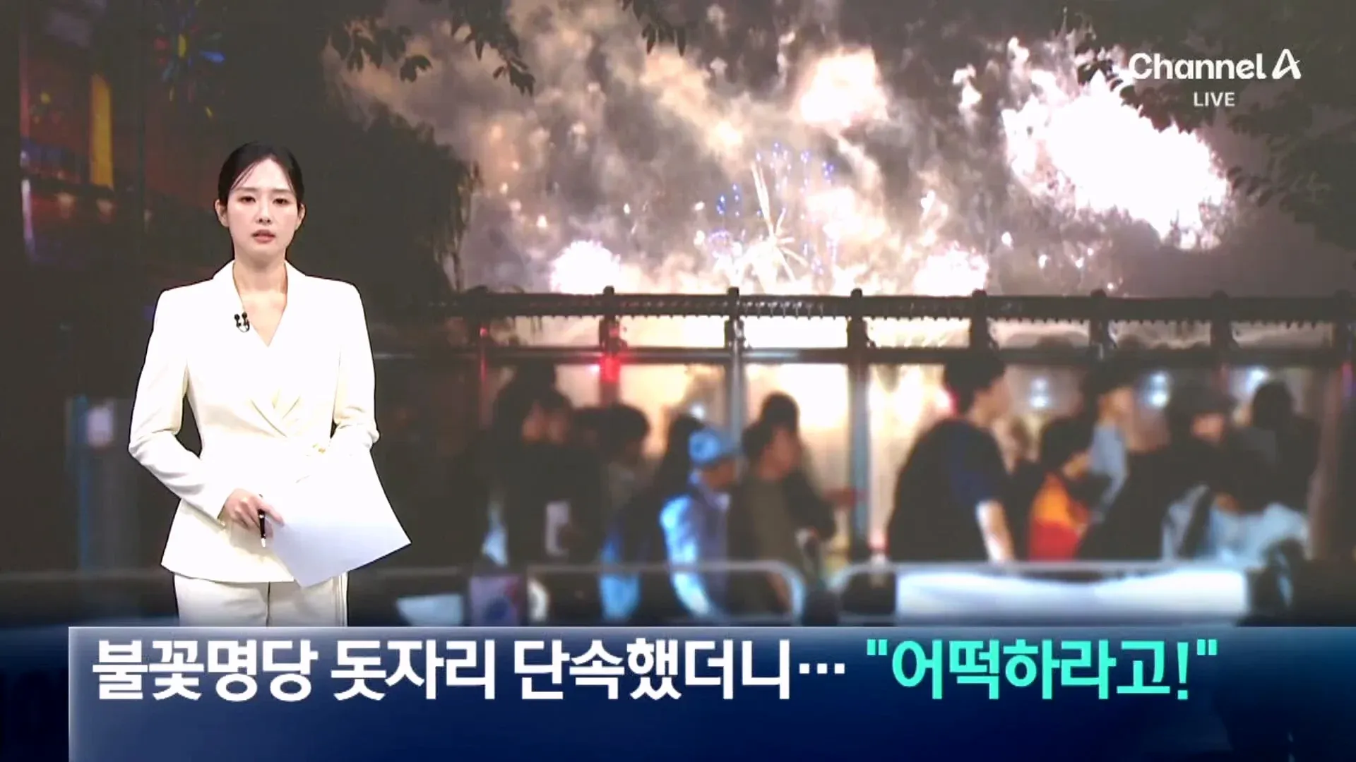 여의도 한강공원 돗자리 단속에 항의하는 시민