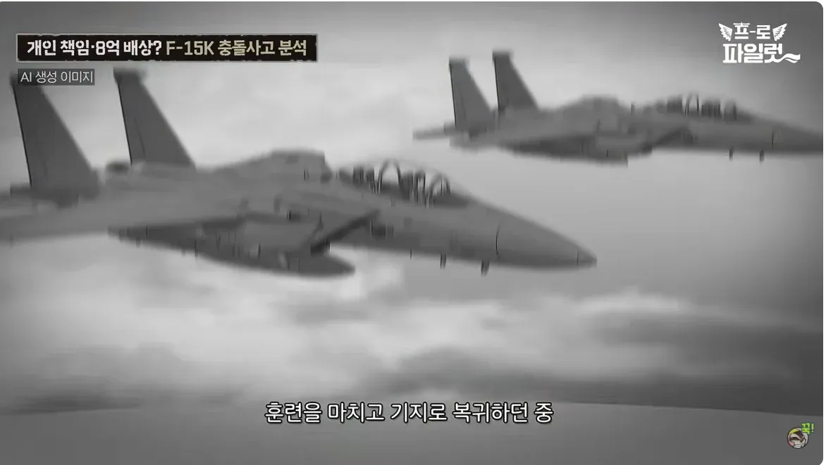 기념사진 촬영 중 F-15K 전투기 충돌 사고를 낸 장면