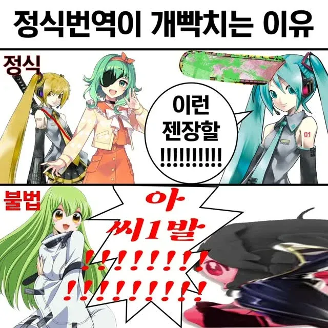 정식 번역과 불법 번역의 차이점 안내 이미지