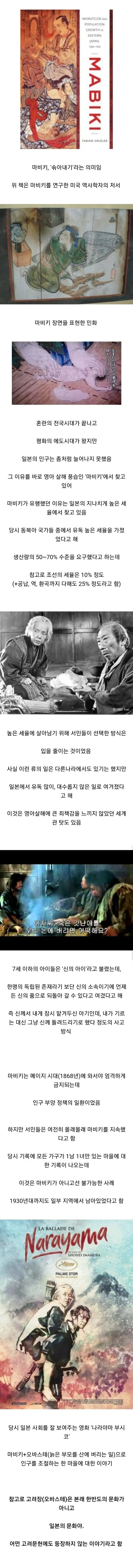 일본의 영아 살해 풍습 ‘마비키’를 설명하는 인포그래픽