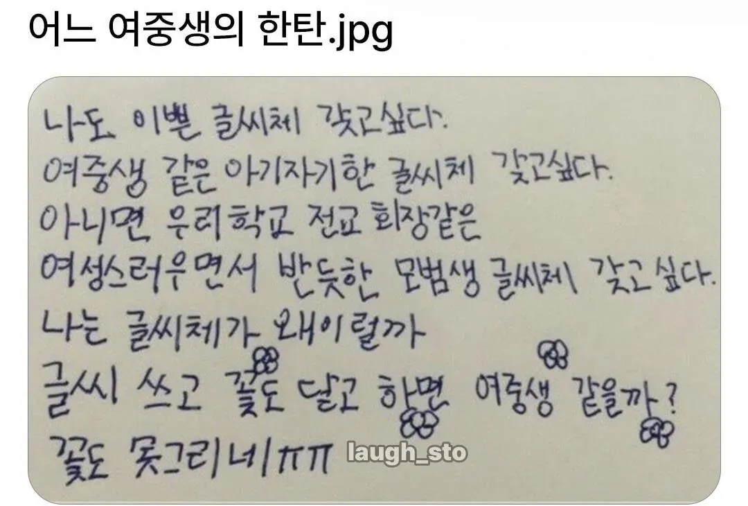 어느 여중생의 한탄을 담은 만화 장면