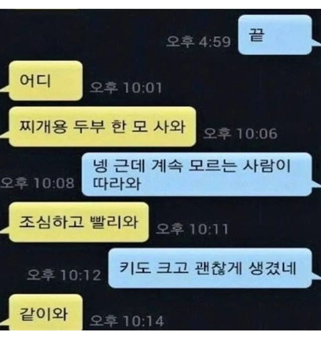 엄마가 두부를 사 오라며 낯선 남자가 따라온다고 보낸 카톡