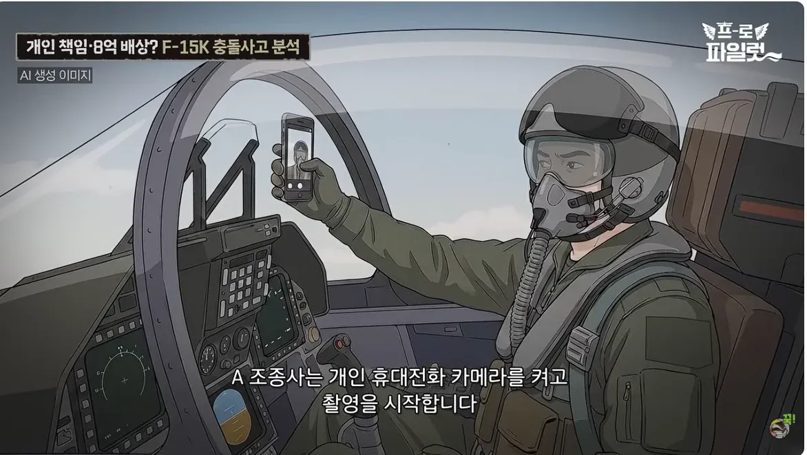 기념사진 촬영 중 발생한 F-15K 충돌 사고 분석 화면