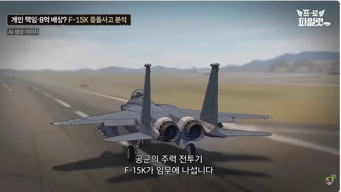 F-15K 전투기 충돌 사고 분석 이미지와 기념사진 촬영 장면