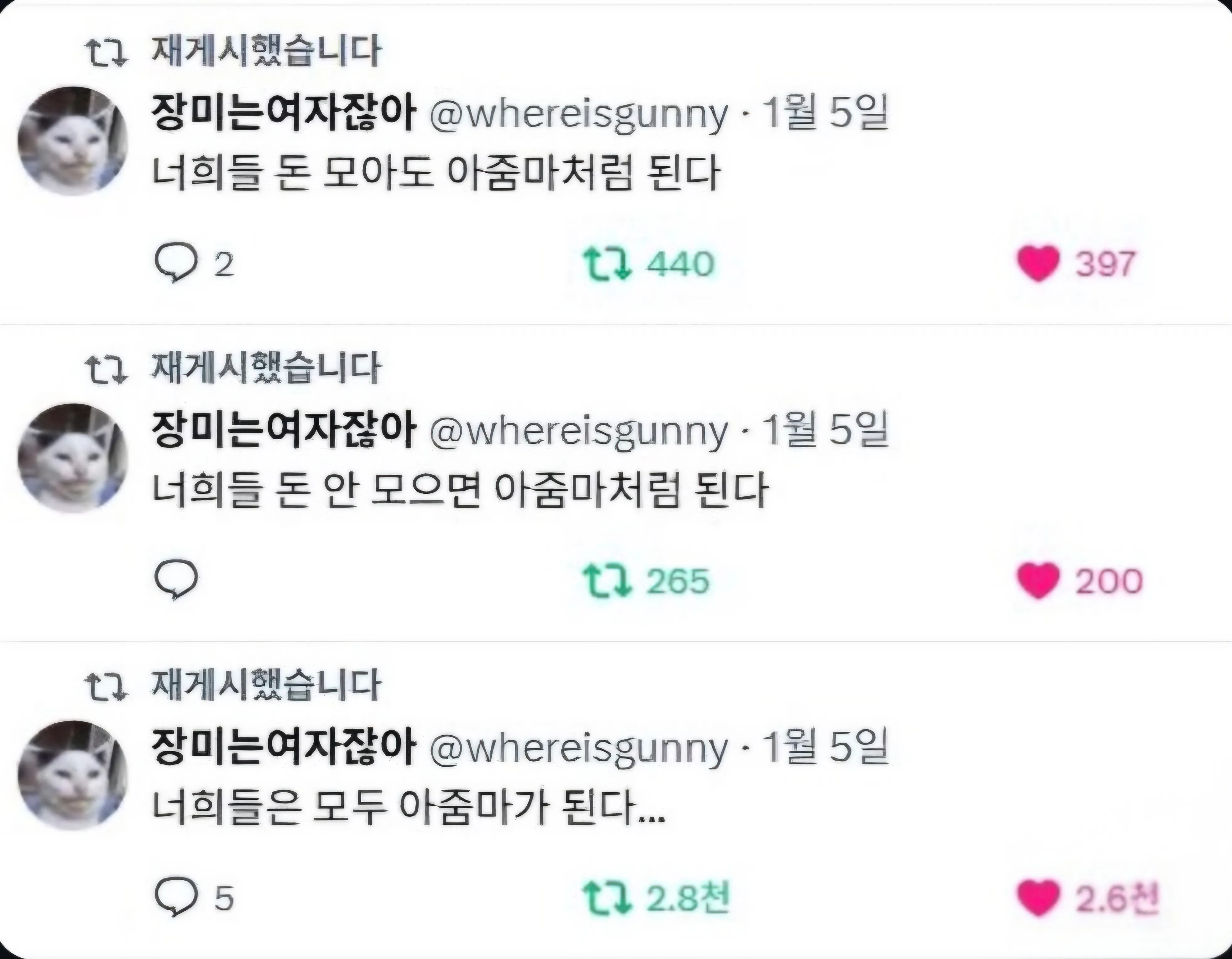 “장미는 여자잖아, 너희들 아줌마처럼 된다”라는 문구가 적힌 이미지