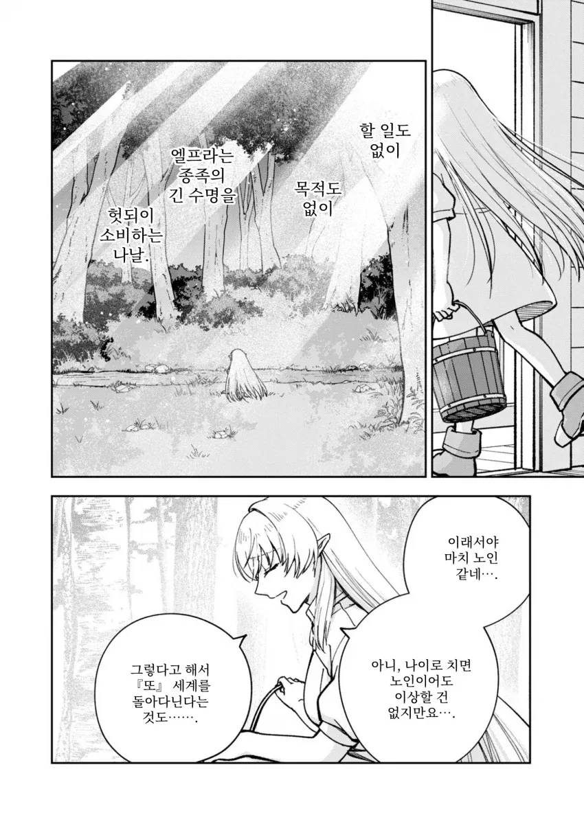 마왕이 쓰러진 지 20년 후, 무료한 나날을 보내는 엘프