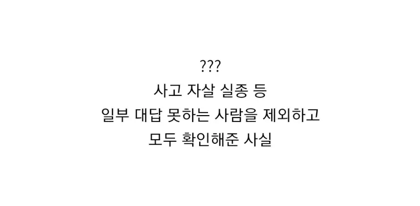 사고·자살·실종 등 일부 미응답자를 제외하고 모두 확인한 사실
