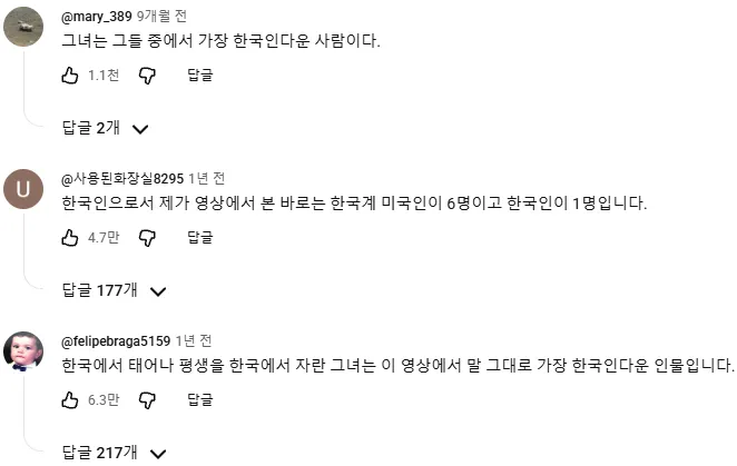 한국인 어머니를 둔 혼혈의 한국인 인정 여부를 묻는 글