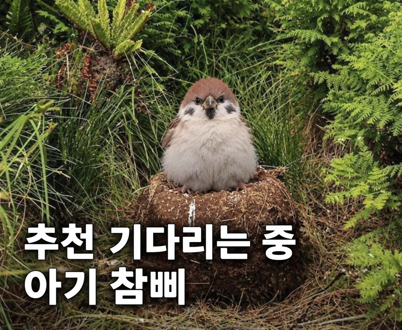 일본 동물원에서 쉬고 있는 아기 참새