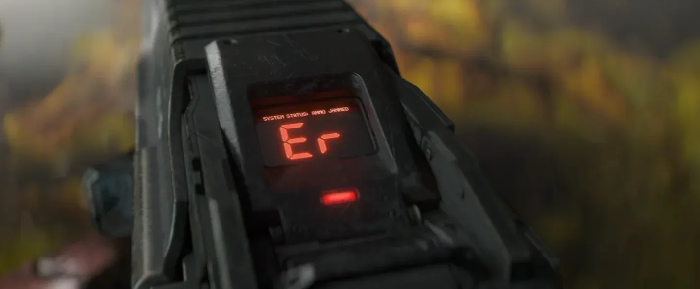 ‘SYSTEM STATUS: HYP3 ARMED’와 가우스 소총 질문이 표시된 화면