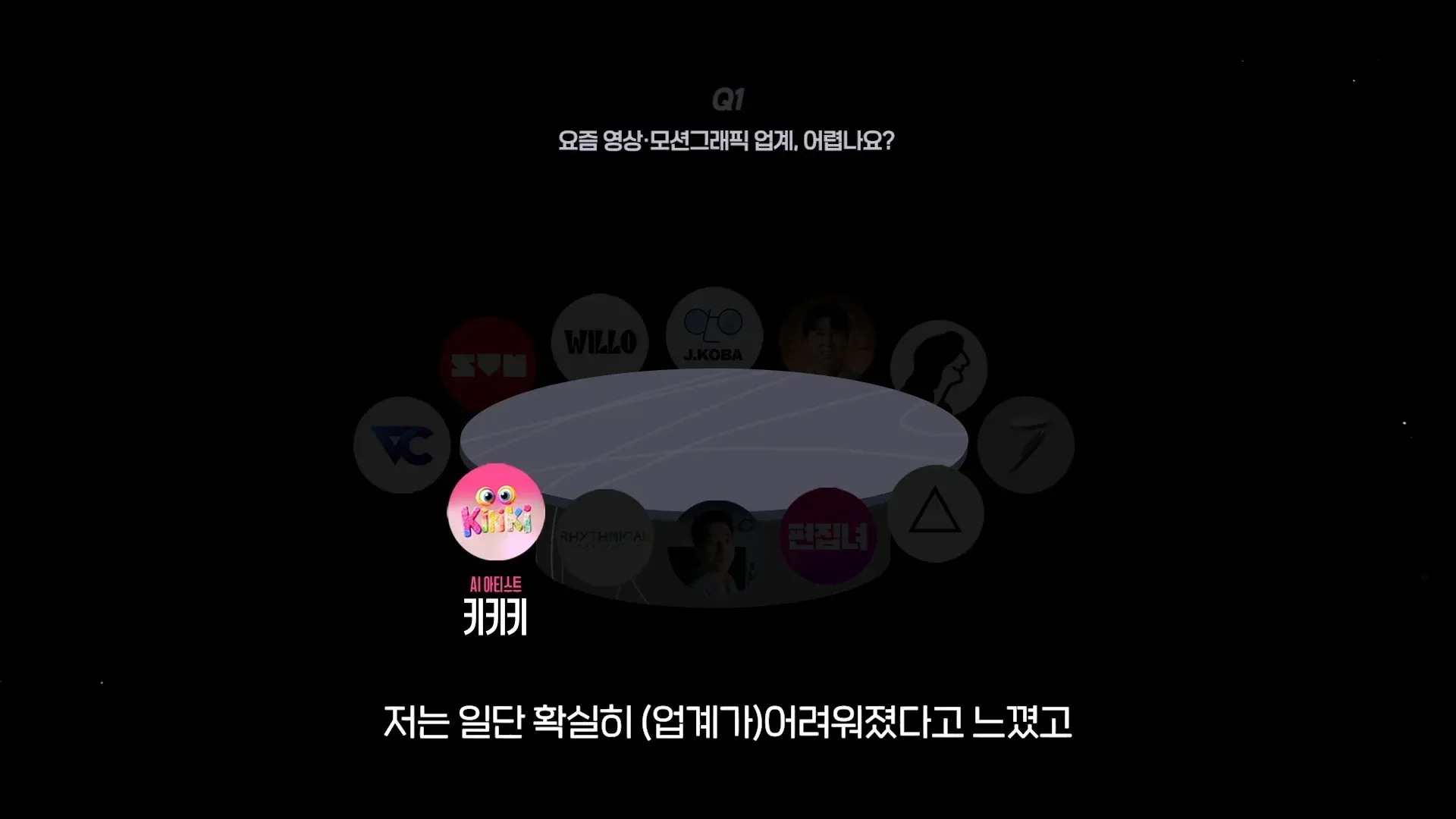 영상 업계 전문가에게 AI로 업계가 어려워졌는지 묻는 인터뷰 화면