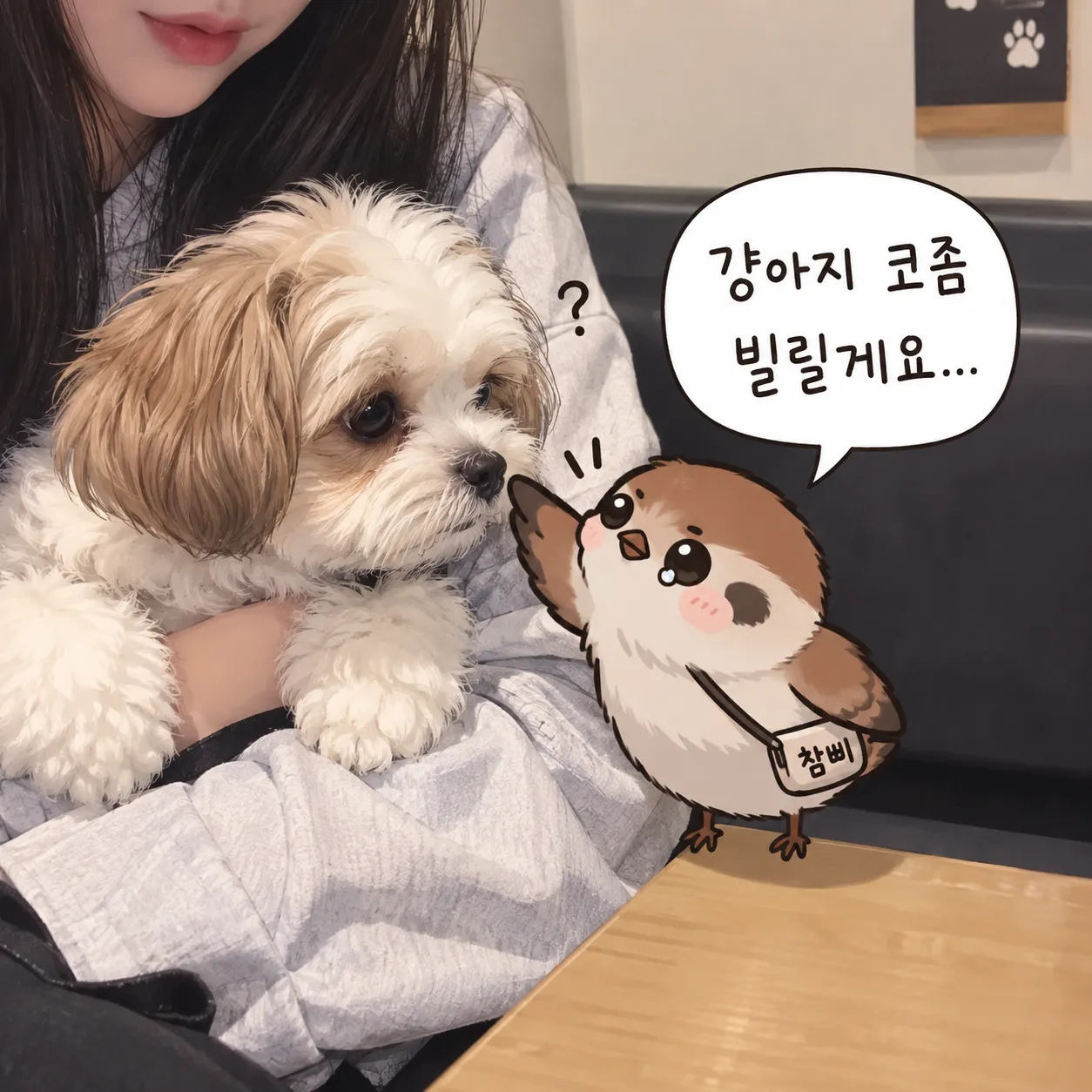 강아지 코를 빌려 달라는 문구가 적힌 이미지