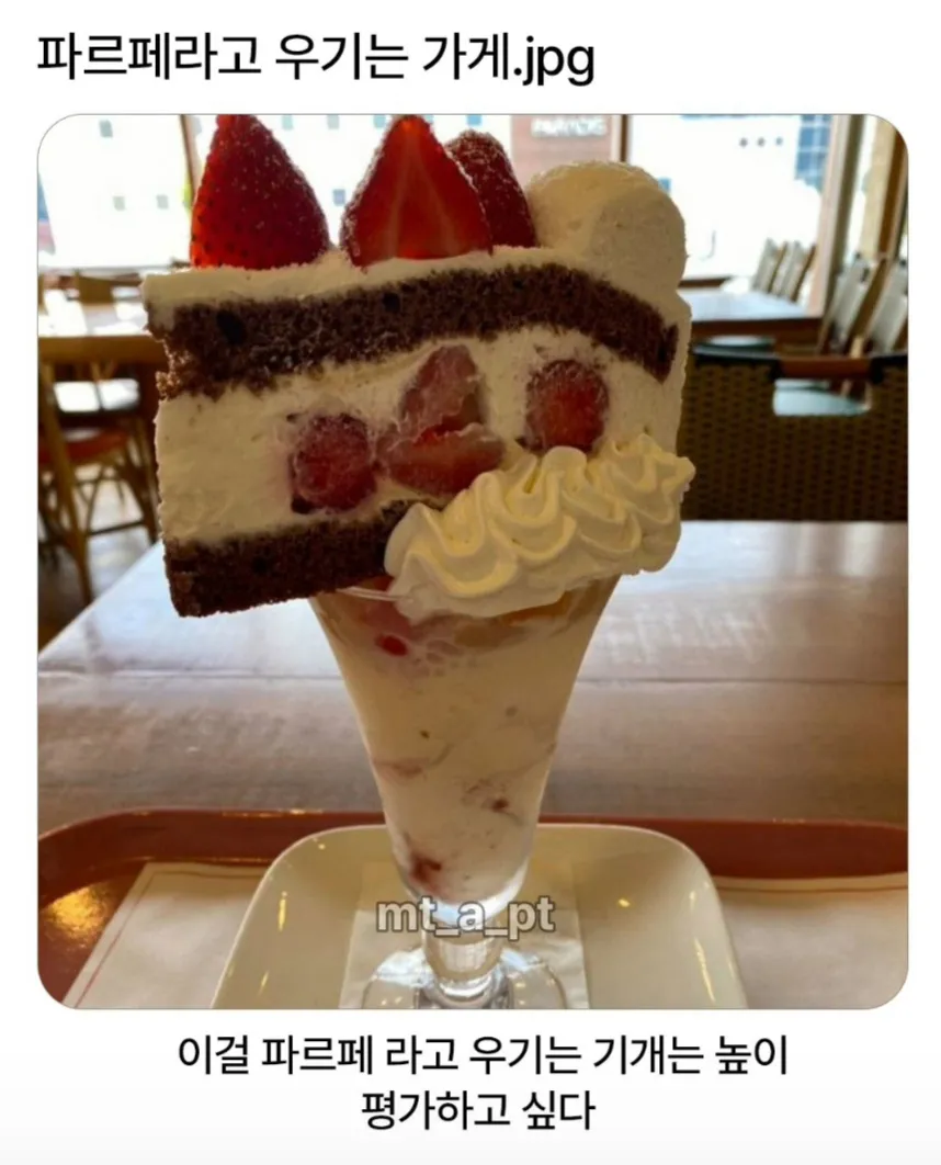 파르페라고 우기는 가게.jpg
이걸 파르페 라고 우기는 기개는 높이 평가하고 싶다
