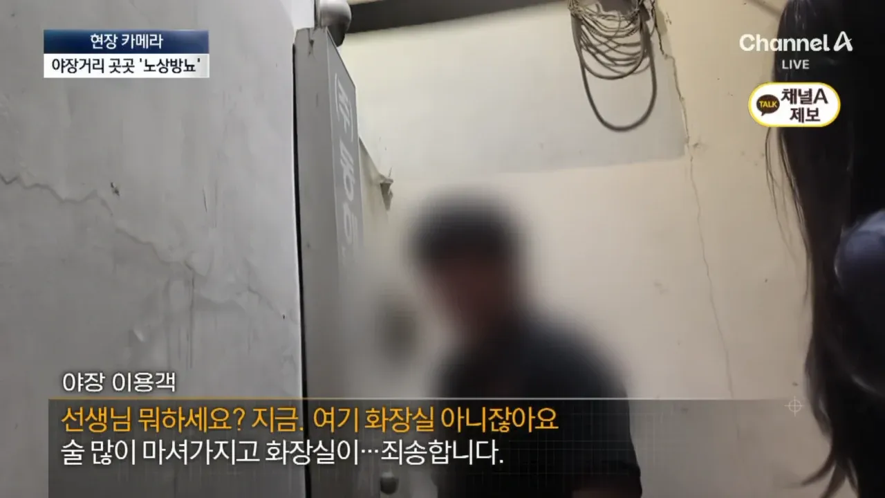 서울 종로 야장거리의 노상방뇨 실태를 다룬 현장 카메라 화면