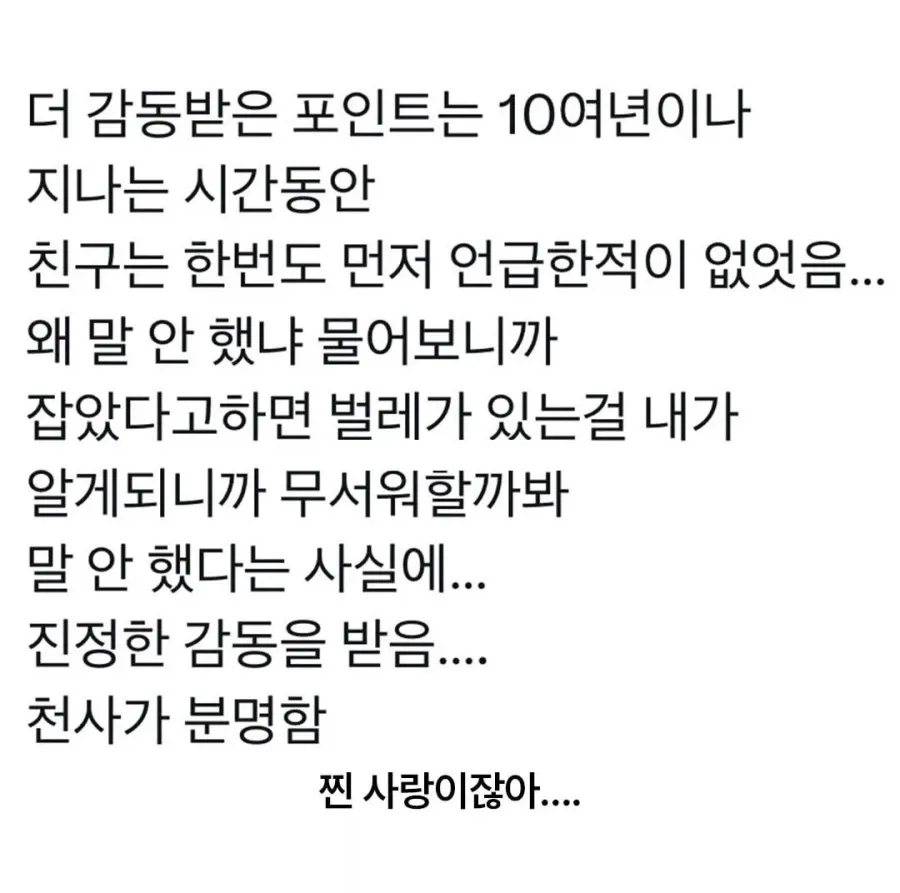 친구가 10년간 벌레를 잡아준 감동적인 사연