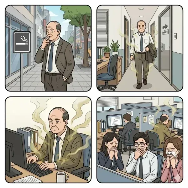 흡연자들만 모르는 냄새를 주제로 한 OFFICE 이미지