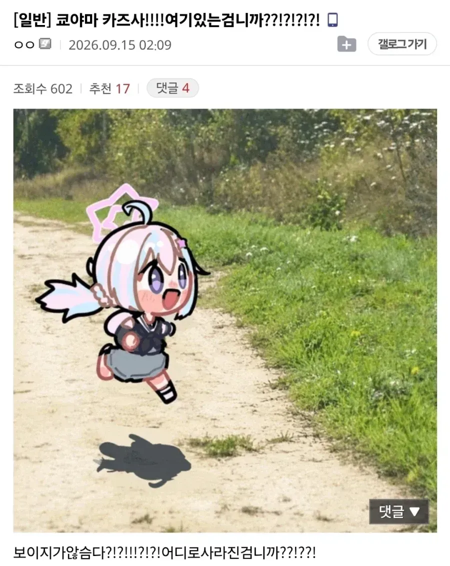 코야마 카즈사를 찾으며 외치는 장면
