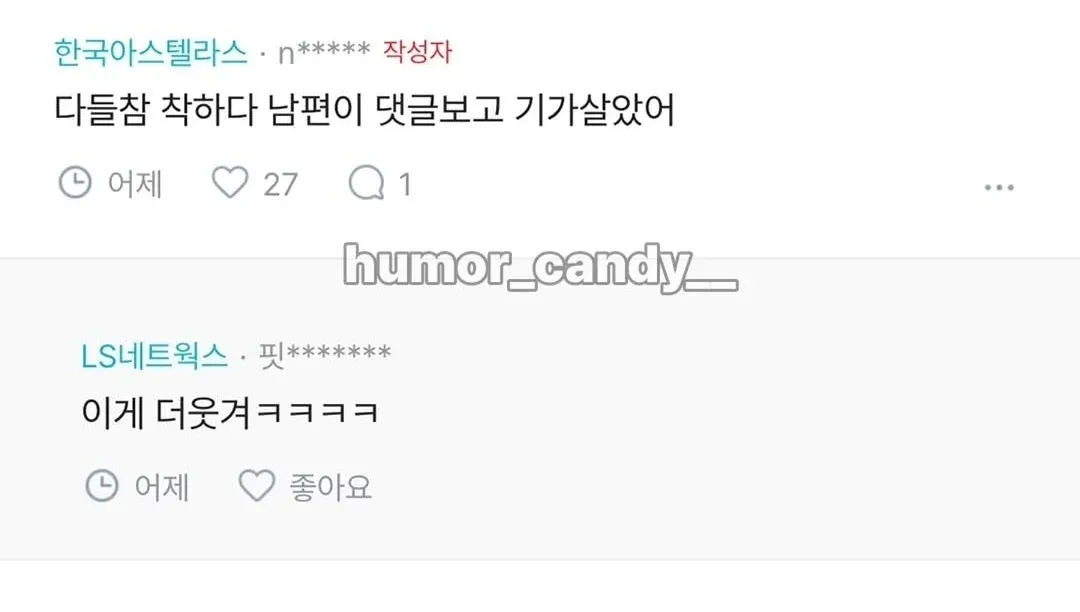 남편이 아내를 프로토스 닮았다고 한 글의 웃긴 댓글 캡처