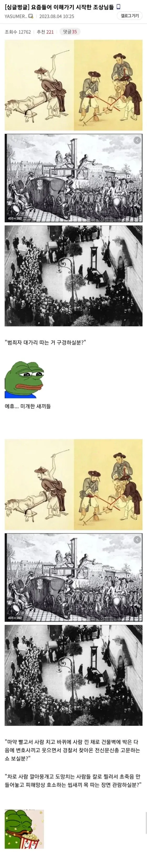 범죄자 처벌을 옹호하는 과격한 문구가 담긴 밈 이미지