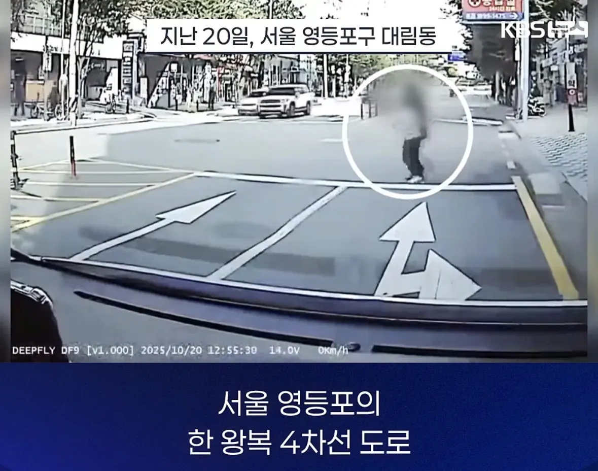 서울 영등포구 대림동 도로를 무단횡단하는 70대 노인