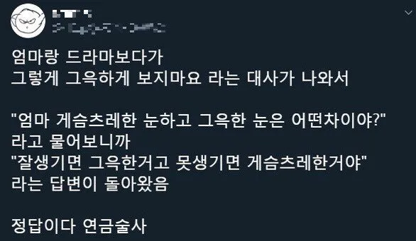 엄마가 말한 그윽한 눈과 게슴츠레한 눈의 차이