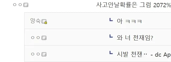 대한민국 원전 사고 확률이 2072%라는 대화 캡처